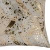 18" Natural & Gold Cowhide Throw Pillow
