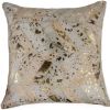 18" Natural & Gold Cowhide Throw Pillow