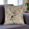 18" Natural & Gold Cowhide Throw Pillow