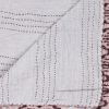 50" X 70" Pink and Brown Kantha Cotton Abstract Throw Blanket with Embroidery
