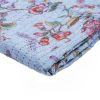 50" X 70" Blue and Red Kantha Cotton Floral Throw Blanket with Embroidery
