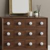 Set of Twelve White and Black Ceramic Drawer Pull Knobs