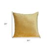 20" Yellow Cotton Blend Throw Pillow