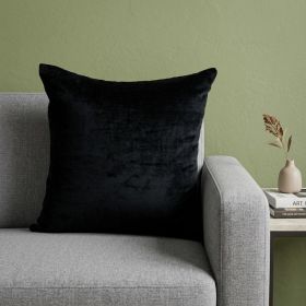 20" Black Cotton Blend Throw Pillow