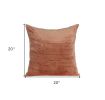 20" X 7" X 20" Transitional Orange Solid Pillow Cover With Poly Insert