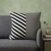 18" X 5" X 18" Transitional White & Black Pillow Cover With Poly Insert