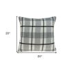 20" X 7" X 20" Transitional Tan & Grey Cotton Pillow Cover With Poly Insert