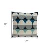 20" X 7" X 20" Transitional Gray And Blue Pillow Cover With Poly Insert