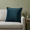 20" X 7" X 20" Transitional Dark Blue Quilted Pillow Cover With Poly Insert