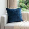 20" X 7" X 20" Transitional Navy Blue Quilted Pillow Cover With Poly Insert