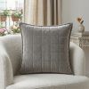 20" X 7" X 20" Transitional Gray Solid Quilted Pillow Cover With Poly Insert