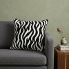 20" X 7" X 20" Transitional Black And White Zebra Pillow Cover With Poly Insert