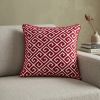 20" X 7" X 20" Transitional Red And White Cotton Pillow Cover With Poly Insert