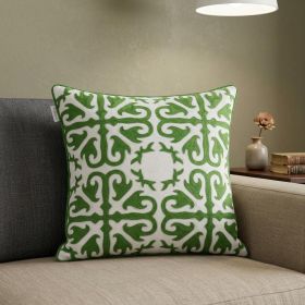 20" X 7" X 20" Traditional Green And White Accent Pillow Cover With Poly Insert