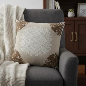 20" X 7" X 20" Traditional Beige Pillow Cover With Poly Insert
