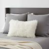 17" Bright White Genuine Tibetan Lamb Fur Pillow With Microsuede Backing