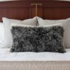 17" Black Genuine Tibetan Lamb Fur Pillow With Microsuede Backing