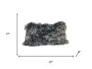 17" Black Genuine Tibetan Lamb Fur Pillow With Microsuede Backing