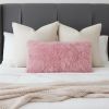 15" X 25" Pink Lambswool Down Throw Pillow