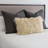 20" Gold Genuine Tibetan Lamb Fur Pillow With Microsuede Backing