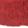 17" Red Genuine Tibetan Lamb Fur Pillow With Microsuede Backing