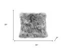 20" Grey Genuine Tibetan Lamb Fur Pillow With Microsuede Backing