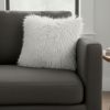 20" Bright White Genuine Tibetan Lamb Fur Pillow With Microsuede Backing