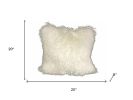 20" Creamy White Genuine Tibetan Lamb Fur Pillow With Microsuede Backing
