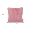 20" Pink Genuine Tibetan Lamb Fur Pillow With Microsuede Backing