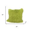 20" Lime Green Genuine Tibetan Lamb Fur Pillow With Microsuede Backing