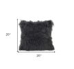 20" Charcoal Genuine Tibetan Lamb Fur Pillow With Microsuede Backing