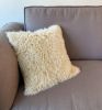 24" Gold Genuine Tibetan Lamb Fur Pillow With Microsuede Backing