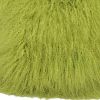 24" Lime Green Genuine Tibetan Lamb Fur Pillow With Microsuede Backing