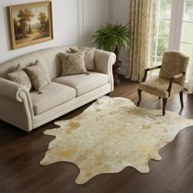 6.5 Ft  Gold Devore Brindled Cowhide Rug