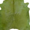 6 Ft Green Dyed Stenciled Cowhide Rug