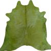 6 Ft Green Dyed Stenciled Cowhide Rug