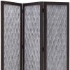 Versatile Dark Wood Three Panel Room Divider Screen