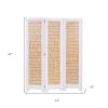 White And Natural Three Panel Room Divider Screen