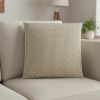18" X 18" Gray and Gold Polyester Striped Zippered Pillow