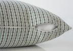 Set Of Two 18" X 18" Blue and Gray Polyester Striped Zippered Pillow
