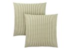 Set Of Two 18" X 18" Green and White Polyester Striped Zippered Pillow