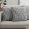 Set Of Two 18" X 18" Black Gray and White Polyester Striped Zippered Pillow