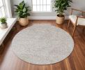 8' Round  Polyester Ivory  Heather Area Rug
