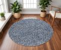 8' Indigo Ivory Heather Round Indoor Shag Rug