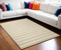 5' X 7' White Ivory Hand Woven Knobby Cornish Stripe Indoor Area Rug