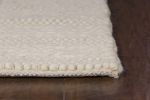 5' X 7' White Ivory Hand Woven Knobby Cornish Stripe Indoor Area Rug