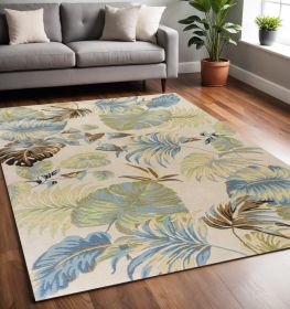 5' X 8'  Wool Ivory Or Blue Area Rug