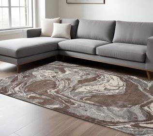 7' X 10'  Polypropylene Mocha Area Rug