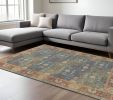 8' X 11' Blue Floral Handmade Area Rug