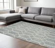 8' X 10' Slate Blue Hand Tufted Geometric Indoor Area Rug
